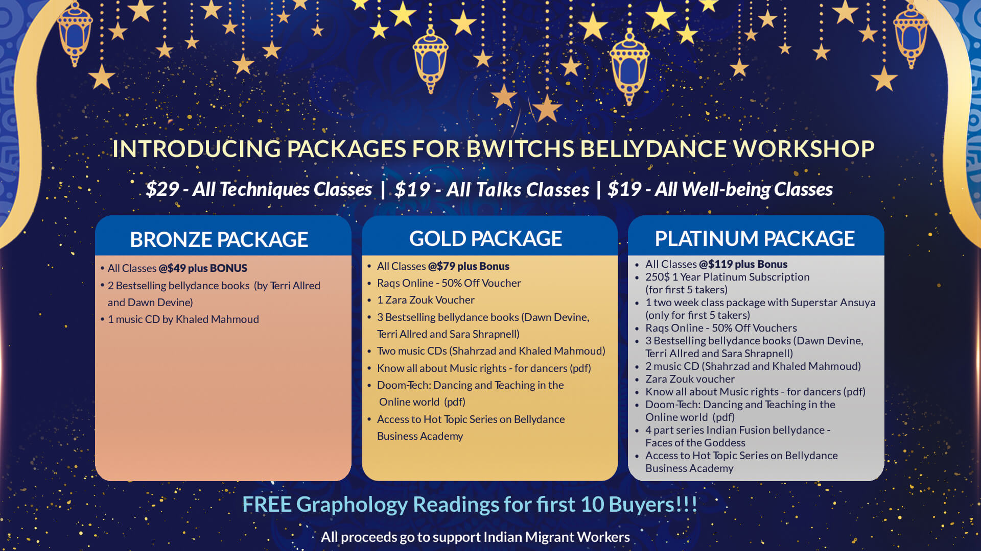 Packages for Bwitches Bellydance Workshop